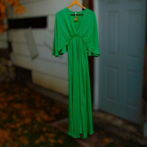 Tyche Crinkle Crepe Emerald Maxi Dress M